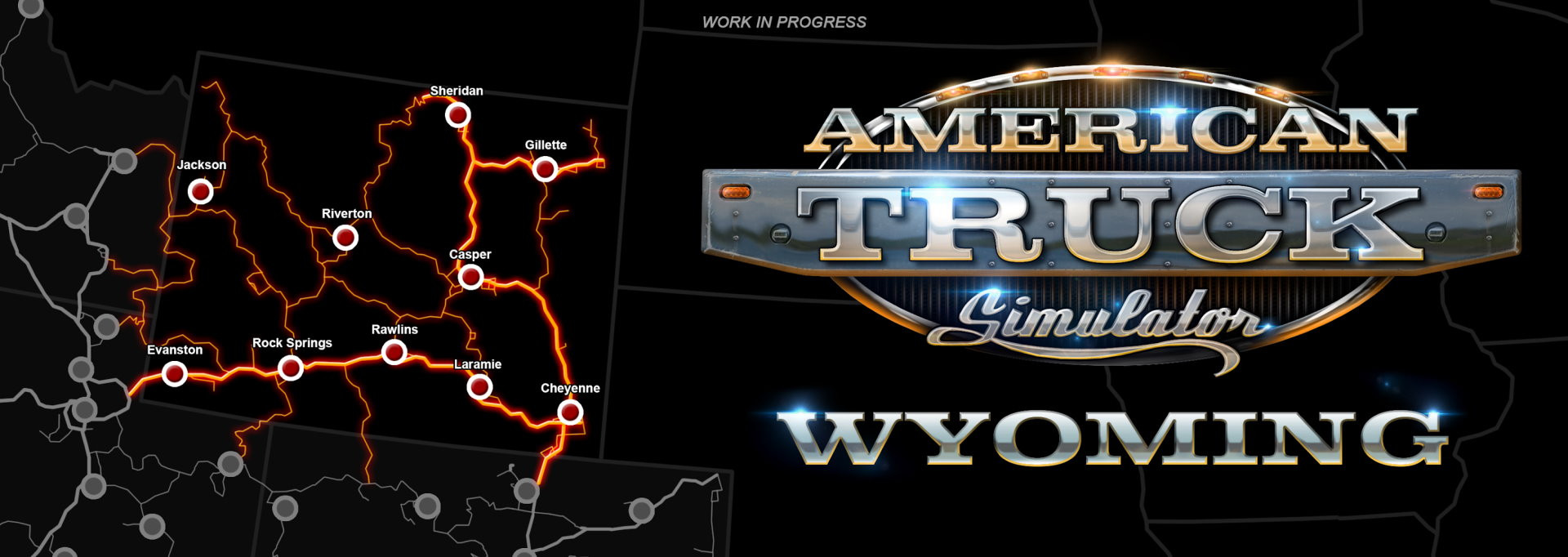 Карта штата Вайоминг в American Truck Simulator 